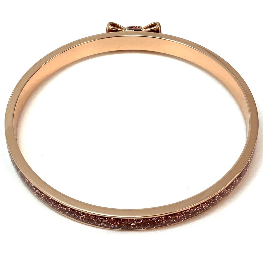 Kate Spade “Take a Bow” Rose Gold and Pink Glitter Bangle, NWT - Picture 4 of 12